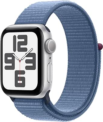 Apple Watch SE 2 (2023) 44mm (GPS+CELLULAR) - Silver Aluminum Case with Storm Blue Sport Loop - Size:One Size - (MRHL3LL/A)