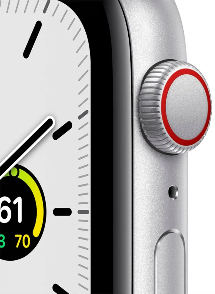 Apple Watch SE (GPS + Cellular) 40mm Silver Aluminum Case with White Sport Band - Silver - Image 2