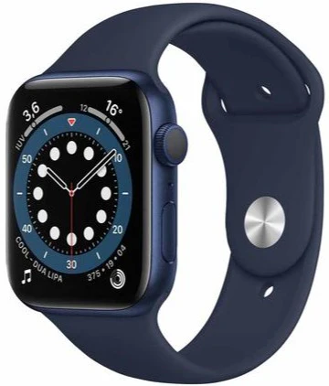 Apple Watch Series 6 ( GPS ) 44mm Blue Aluminum Case Deep Navy Sport Band (M00J3)
