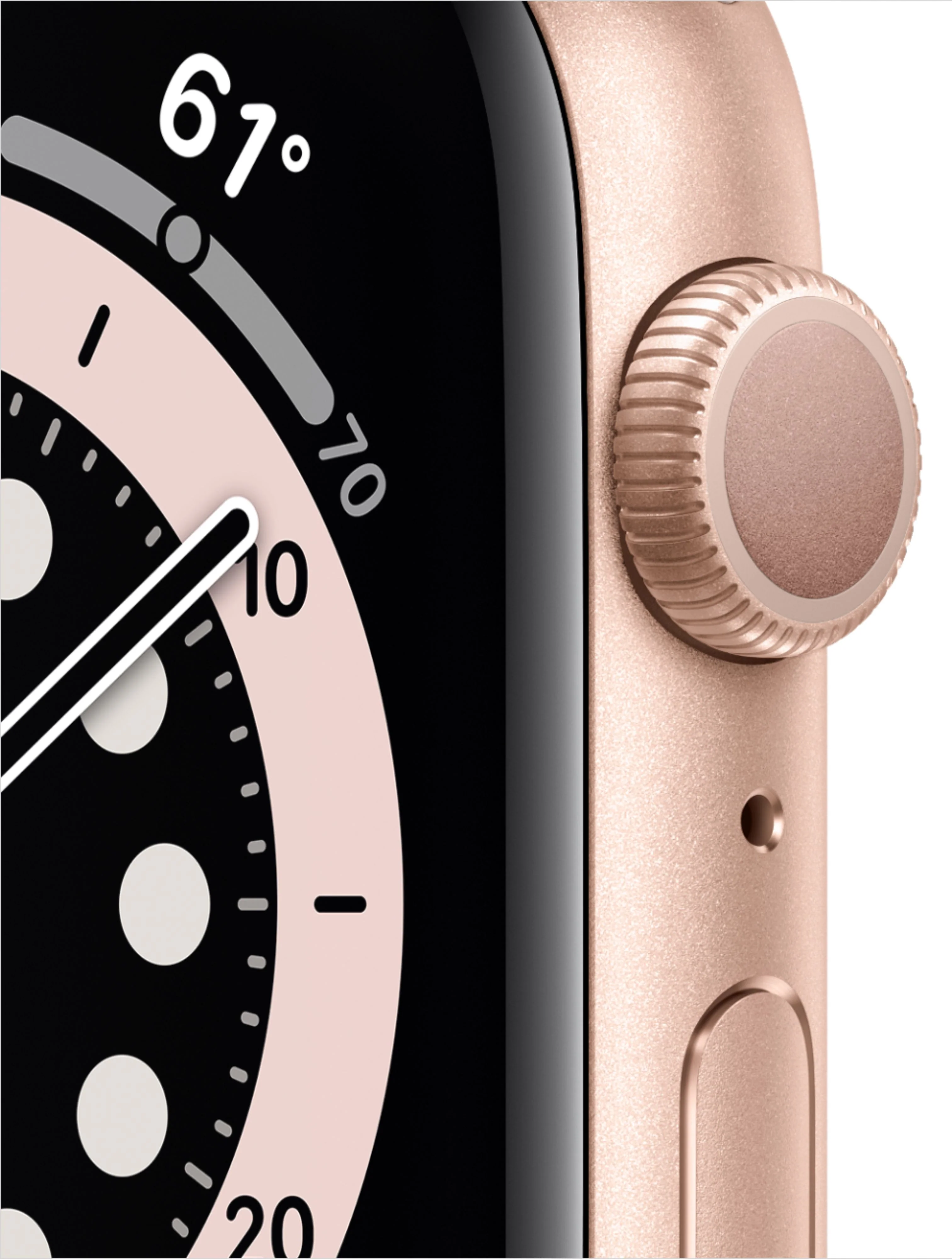 Apple Watch Series 6 (GPS) 44mm Gold Aluminum Case with Pink Sand Sport Band - Gold - Image 2