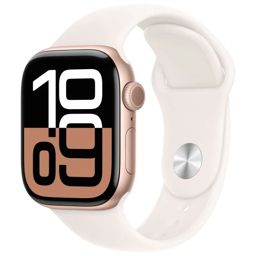 Apple Watch Series 10 (GPS) 42mm Rose Gold Aluminum Case with Light Blush Sport Band - Size:M/S -  (MWWJ3AM/A)