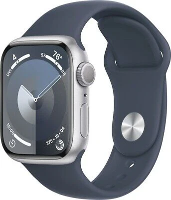 Apple Watch Series 9 (GPS) 41mm Silver Case with Winter Blue Sport Loop S/M (MR903LW/A)