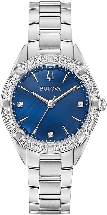 NEW Bulova by Citizen Women Analogue Quartz Watch with Stainless Steel Strap 96R243, Silver/Blue, Bracelet - Image 2