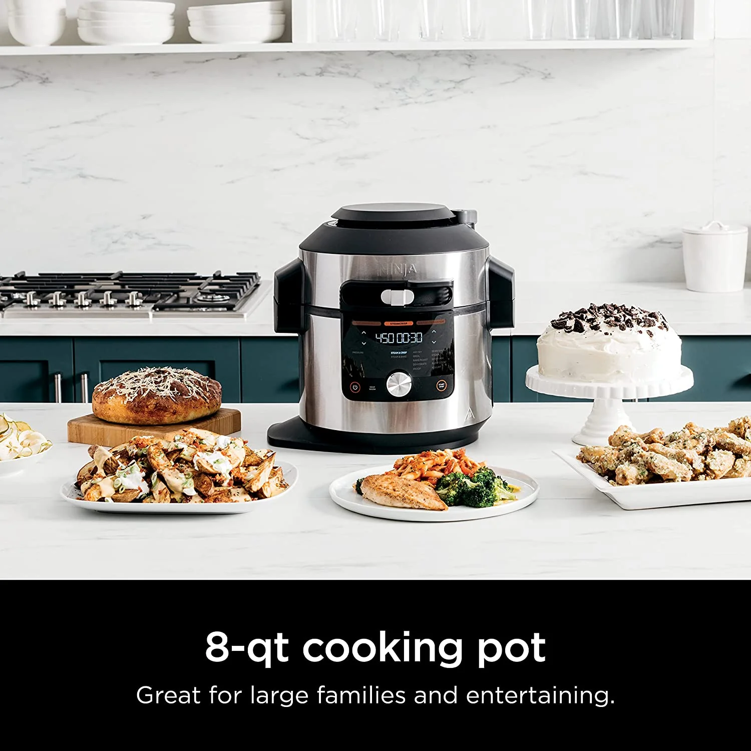 ****CLEARANCE**** Ninja Foodi XL 8 Qt. Pressure Cooker Steam Fryer with SmartLid, 14-in-1 that Air Fries, Bakes & More, with 3-Layer Capacity, 5 Qt. Crisp Basket , Silver/Black (OL601) - Image 8