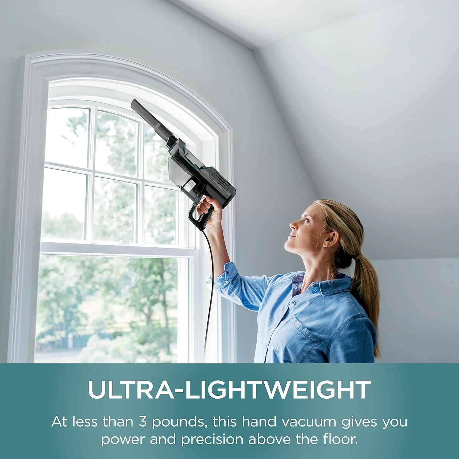 Shark HH202 Ultralight Corded Handheld Vacuum with Self-Cleaning Power Brush & Crevice Tool, Hypervelocity Suction & Removable Dust Cup, Perfect for Pets, Teal, 0.35 Qt - Image 3