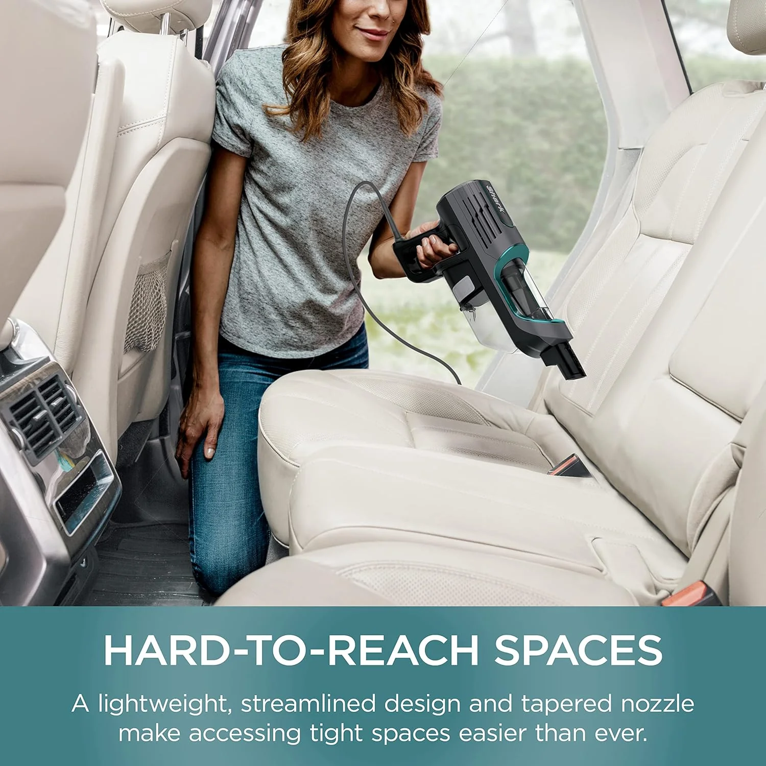 Shark HH202 Ultralight Corded Handheld Vacuum with Self-Cleaning Power Brush & Crevice Tool, Hypervelocity Suction & Removable Dust Cup, Perfect for Pets, Teal, 0.35 Qt - Image 4