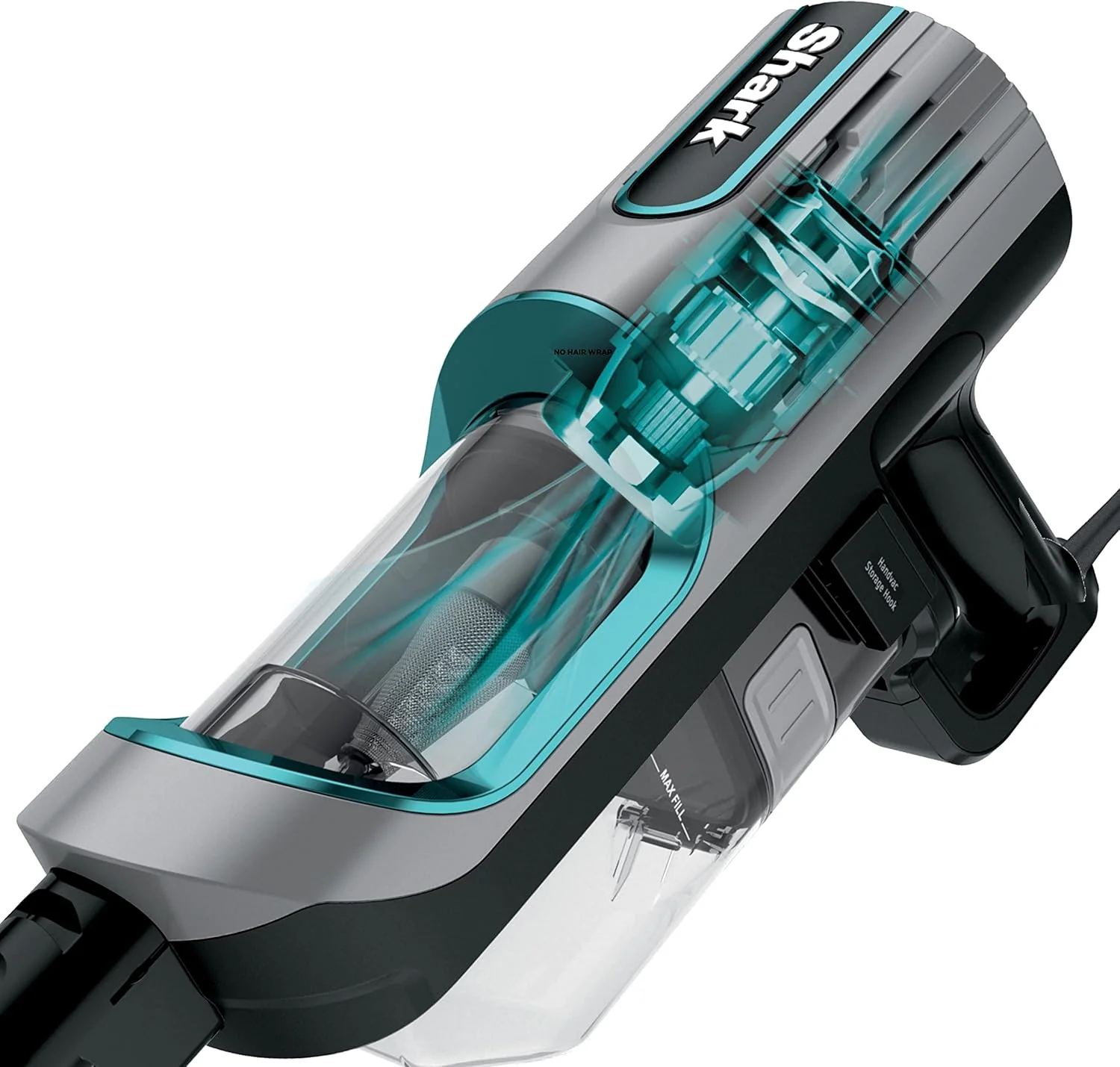 Shark HH202 Ultralight Corded Handheld Vacuum with Self-Cleaning Power Brush & Crevice Tool, Hypervelocity Suction & Removable Dust Cup, Perfect for Pets, Teal, 0.35 Qt - Image 8