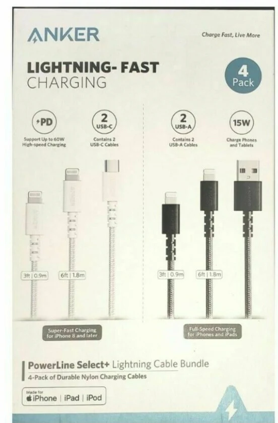 Anker PowerLine II USB-A to Lightning Cable 4-pack - Image 2
