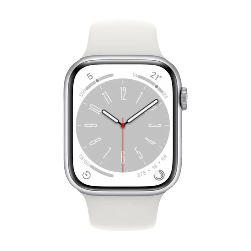 Apple Watch Series 8 (GPS+CELLULAR) 41mm Silver Aluminum Case with White Sport Band - Size:M/S - (MP4E3LL/A) - Image 3
