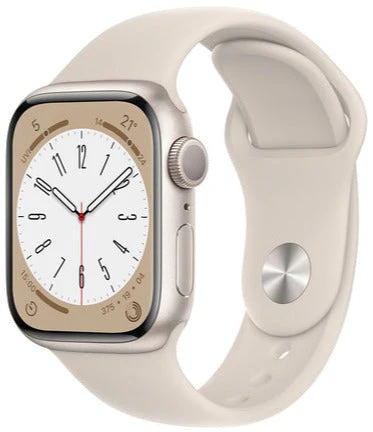Apple Watch Series 8 41mm (GPS+CELLULAR) Starlight Aluminium Case with Starlight Sport Band- Size:M/S - (MNUX3LLA/A)