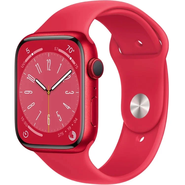 Apple Watch Series 8 (GPS) 45mm Red Aluminum Case with Red Sport Band - Size:M/S - (MNUR3LL/A)