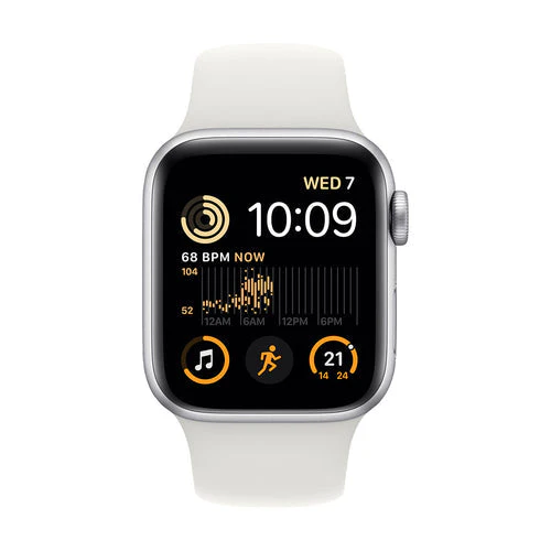 Apple Watch SE 2 (2022) 40mm (GPS+CELLULAR) - Silver Aluminum Case with White Sport Band - (MNTQ3LL/A) - Image 2