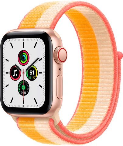 Apple Watch SE (GPS+Cellular) 44mm - Gold Aluminum - Maize Sport Loop - (MKRQ3LL/A)
