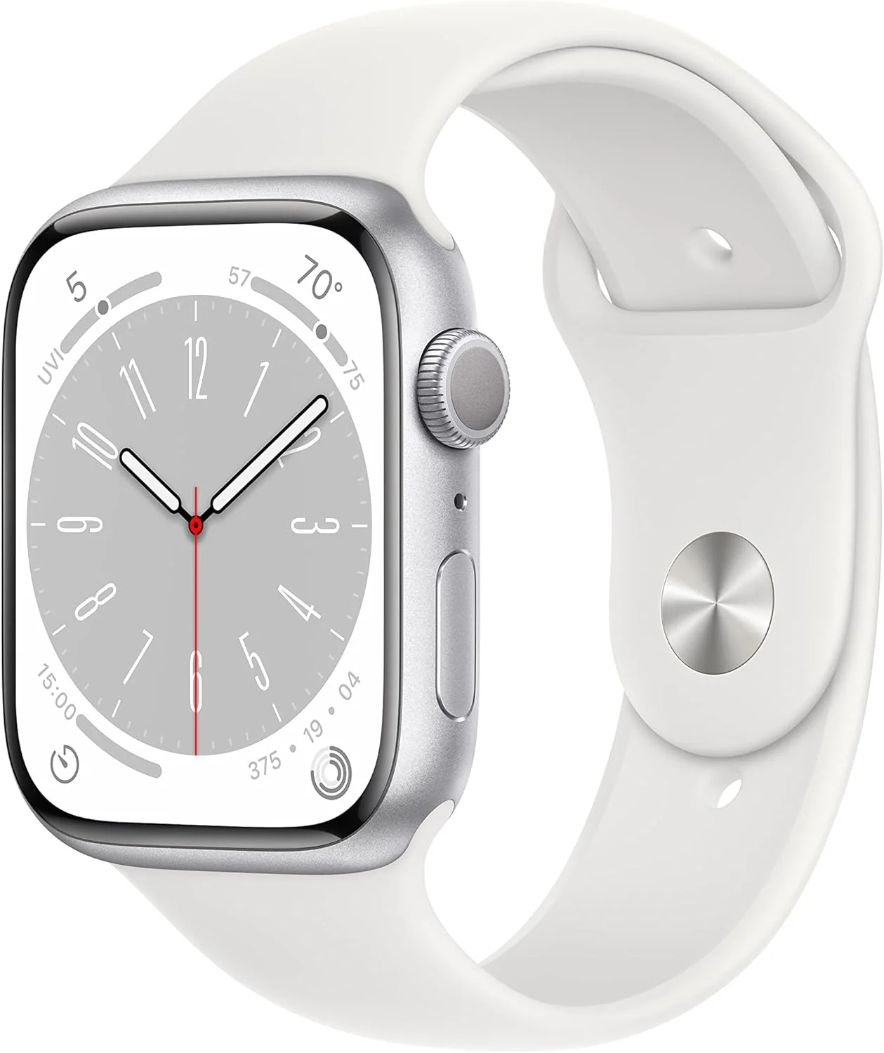 Apple Watch Series 8 (GPS) 41mm Silver Aluminum Case with White Sport Band - Size:M/S -  (MP6L3LL/A)