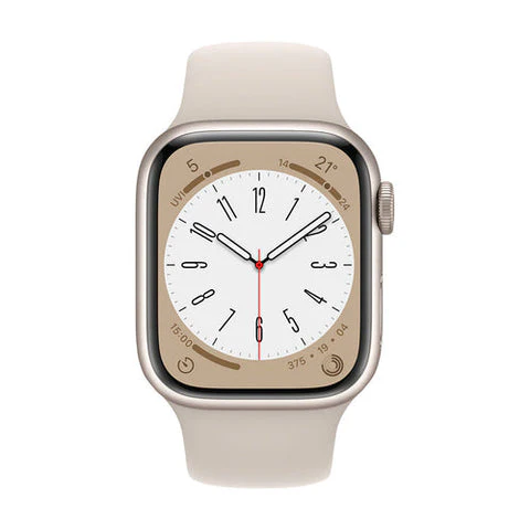 Apple Watch Series 8 41mm (GPS+CELLULAR) Starlight Aluminium Case with Starlight Sport Band- Size:M/S - (MNV03LL/A) - Image 2