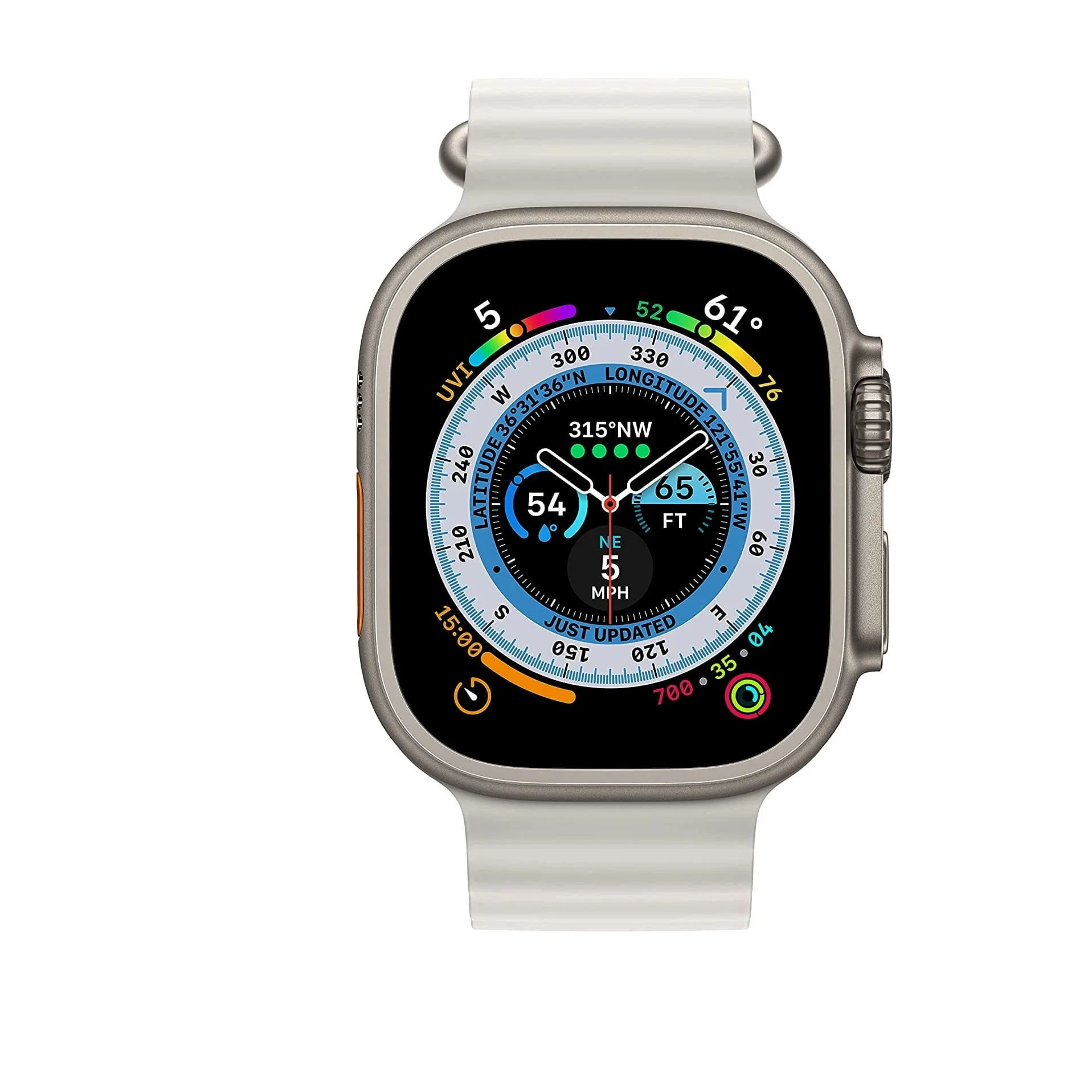 Apple Watch Ultra 49mm (GPS+CELLULAR) Titanium Case with White Ocean Band (MNH83LL/A) - Image 3