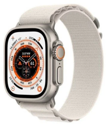 Apple Watch Ultra 49mm (GPS+CELLULAR) Titanium Case with Starlight Alpine Loop Band (MQF03LL/A)