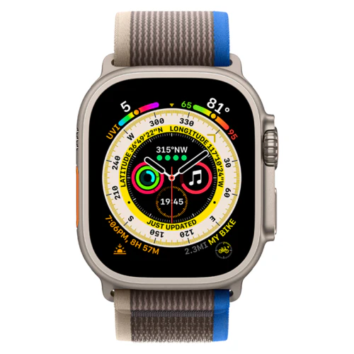 Apple Watch Ultra 49mm (GPS+CELLULAR) Titanium Case with Blue/Gray Band Trail Loop (MQF33LL/A) - Image 2