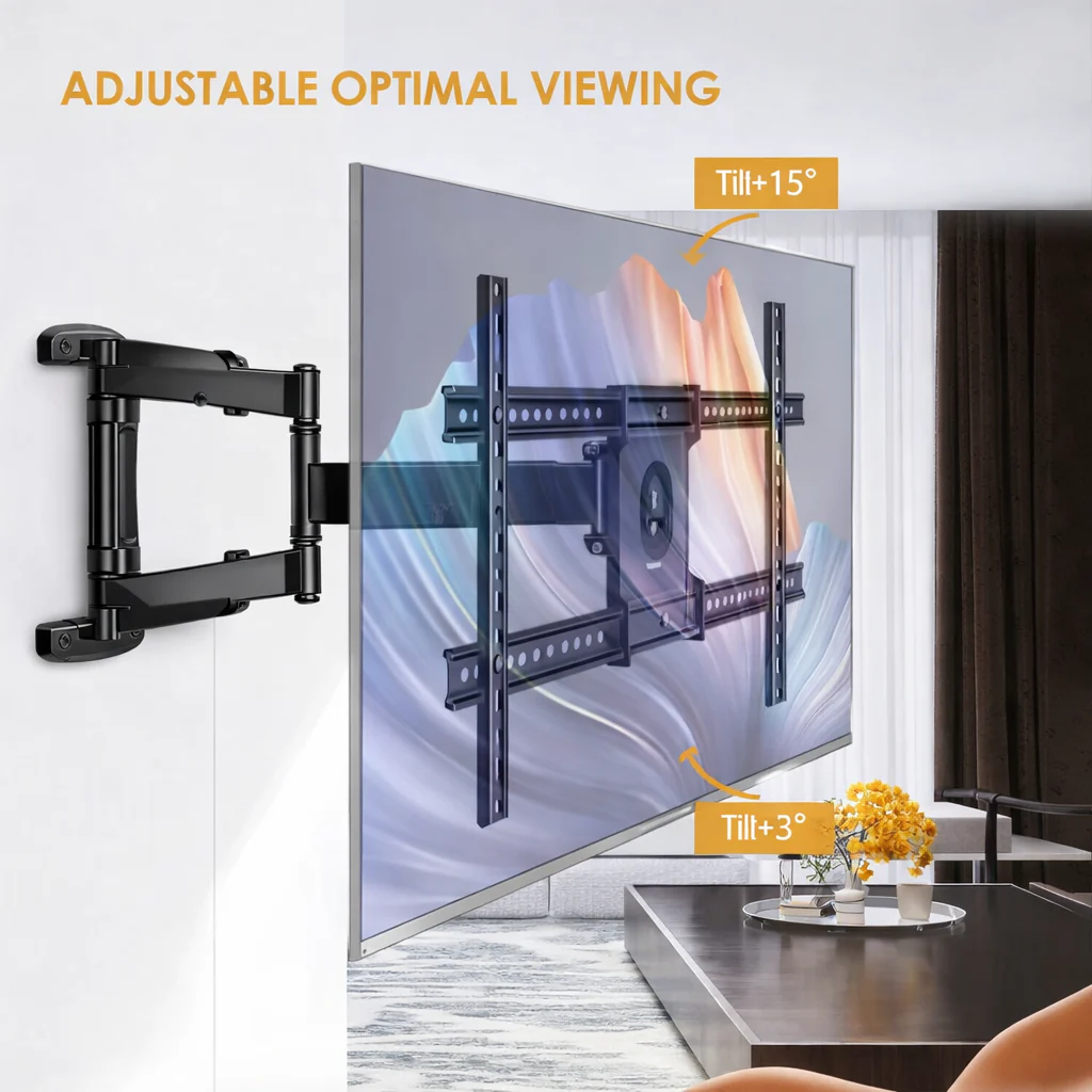 40-75 inch Full Motion TV Wall Mount Dual Articulating Arms up to 100 lbs and Max VESA 600 x 400mm, Wall Mount TV Bracket Swivel and Tilt Black (Model-767-L600) - Image 4