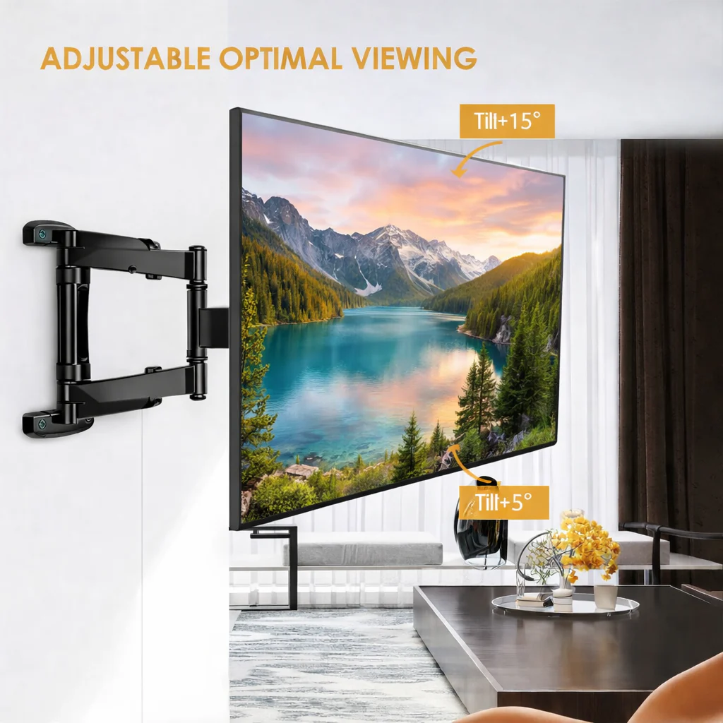 40-75 inch Full Motion TV Wall Mount Dual Articulating Arms up to 100 lbs and Max VESA 600 x 400mm, Wall Mount TV Bracket Swivel and Tilt Black (Model-767-L600) - Image 8