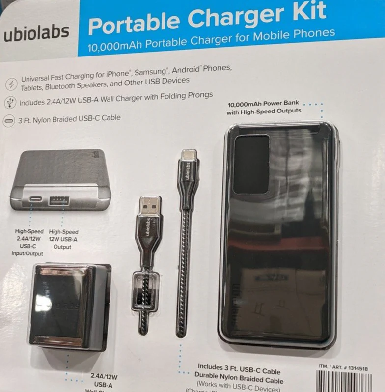 Ubio Labs 10 000mah Portable Charger Kit for Mobile PHONES Universal - Image 2
