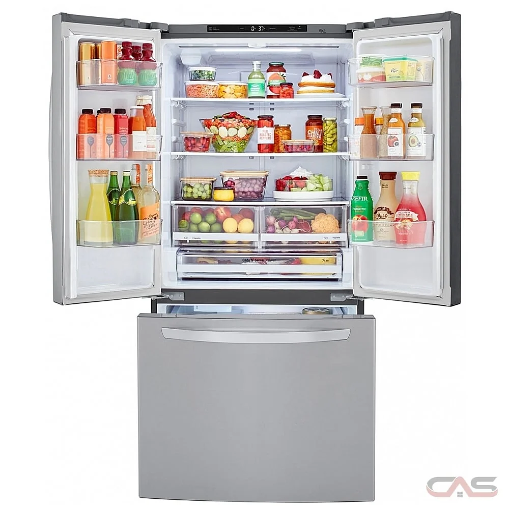 LG 33 in. W 25 cu. ft. French Door Refrigerator with Filtered Ice Maker in PrintProof Stainless Steel (LRFCS2503S) - Image 2