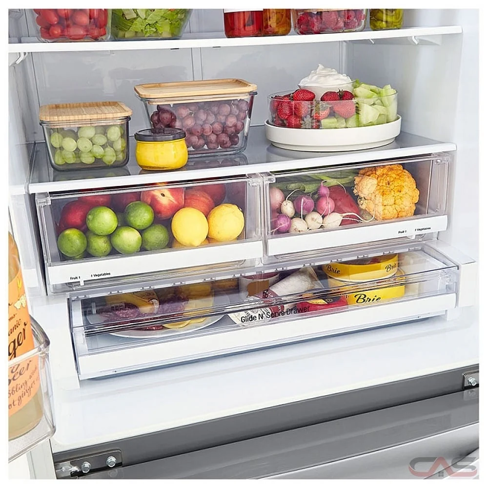 LG 33 in. W 25 cu. ft. French Door Refrigerator with Filtered Ice Maker in PrintProof Stainless Steel (LRFCS2503S) - Image 5