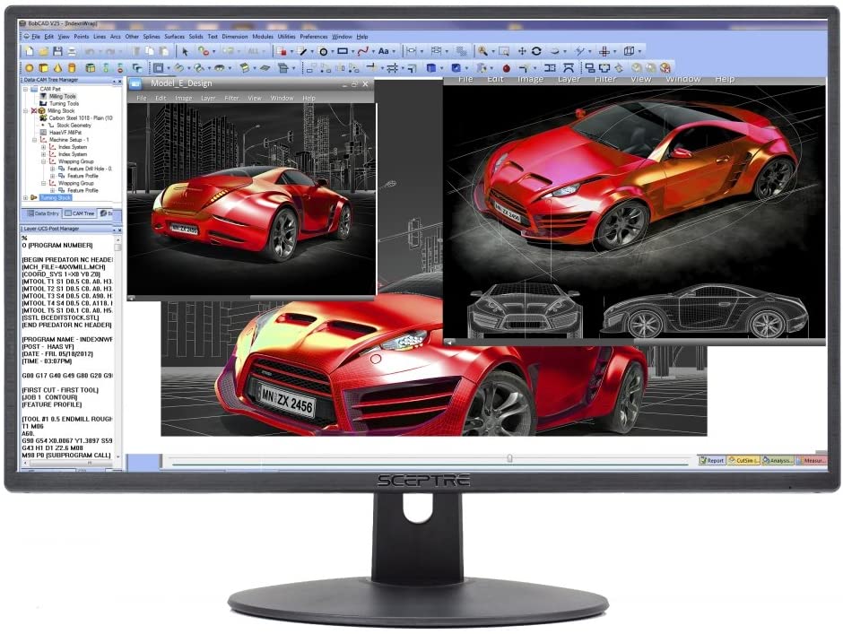 Sceptre 24" Ultra Thin 75Hz 1080p LED Monitor 2x HDMI VGA Build-in Speakers, Metallic Black ( E248W-19203R )