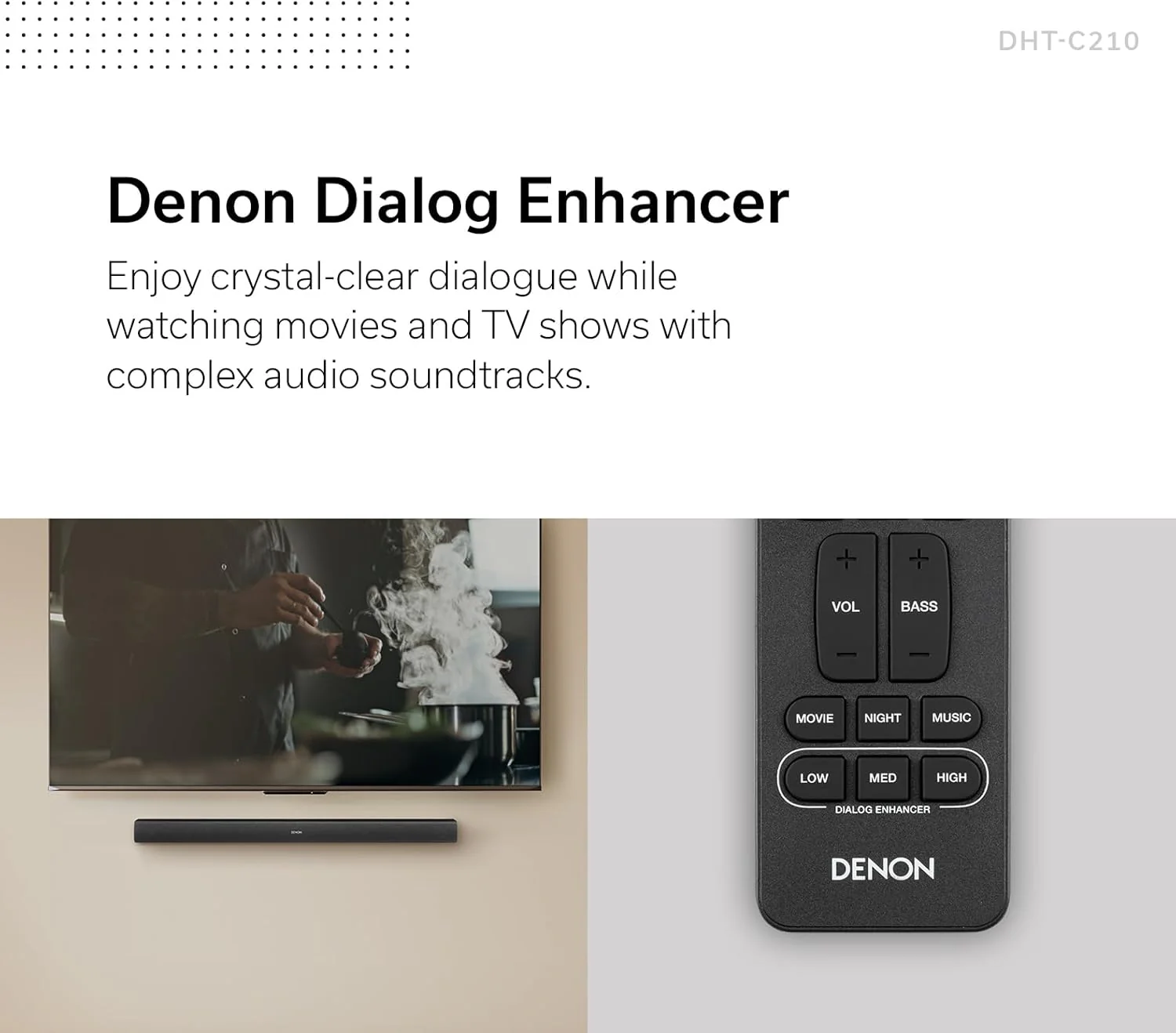 Denon DHT-C210 Full-Range Dolby Atmos Sound bar with Built-in subwoofers and Bluetooth Streaming - Image 6