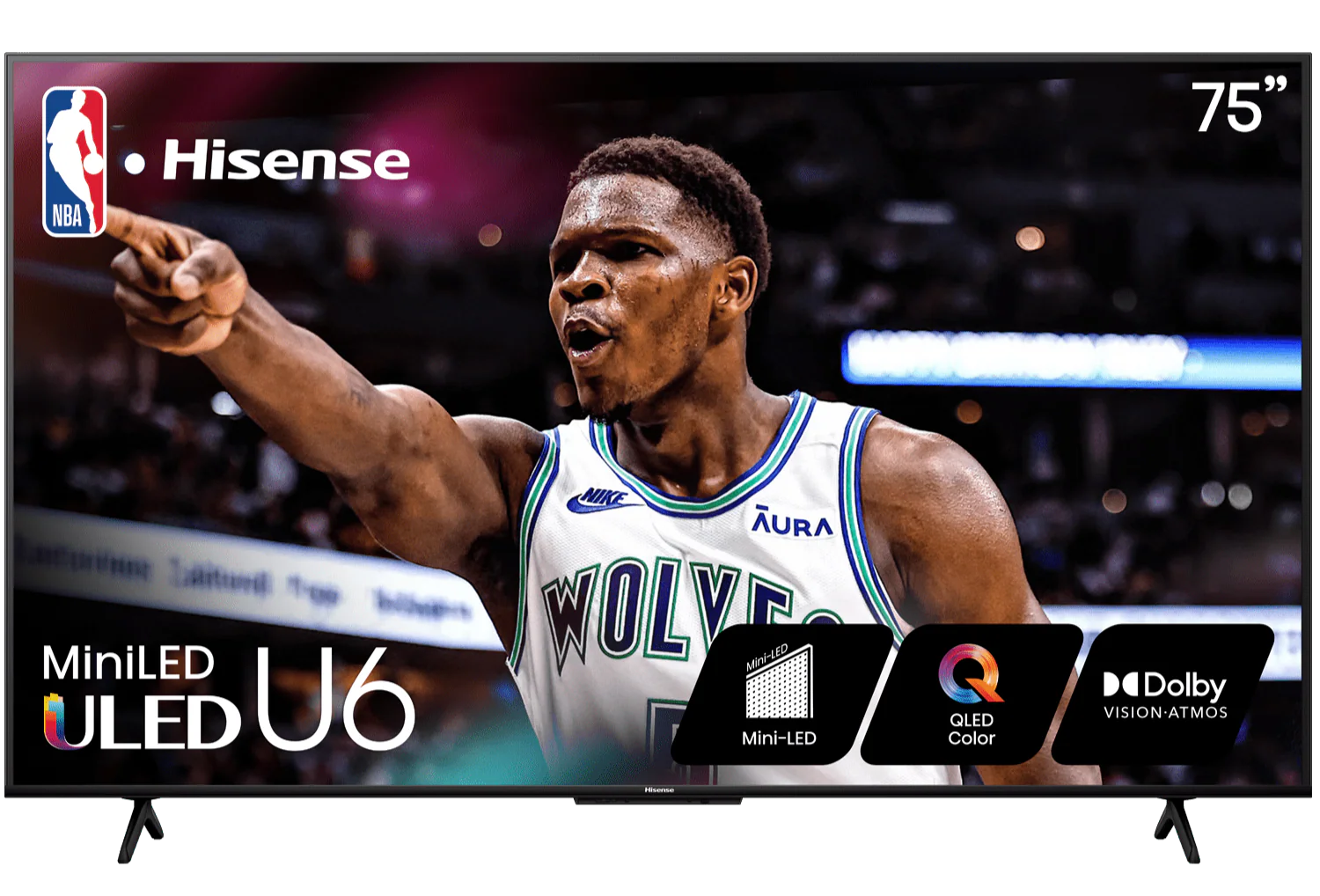 Hisense 75-Inch U6 Series Mini-LED ULED 4K UHD Google Smart TV (75U6N)