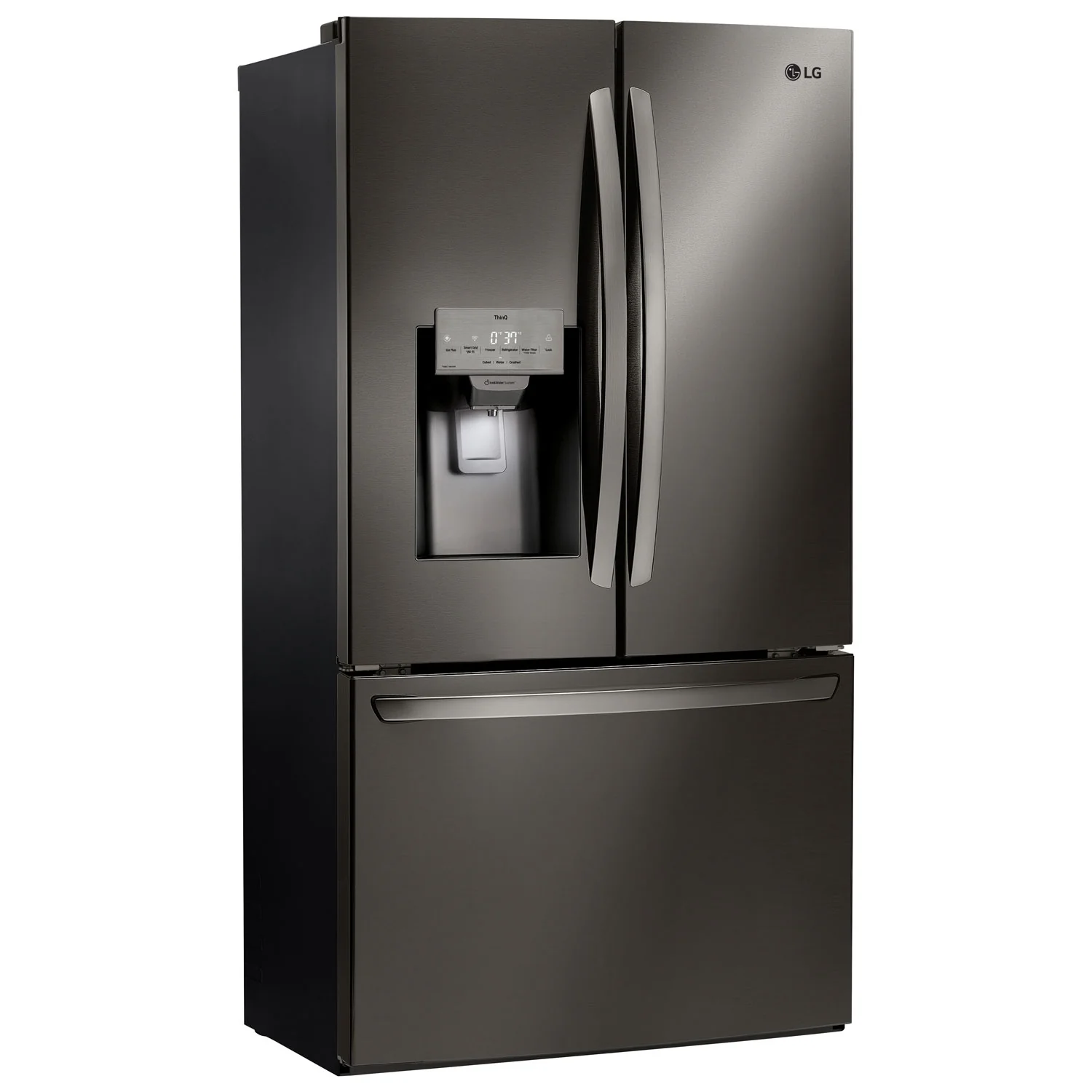 LG 36" 27.7 Cu. Ft. French Door Refrigerator w/ Water & Ice Dispenser (LRFS28XBD) - Black Stainless Steel - Image 2
