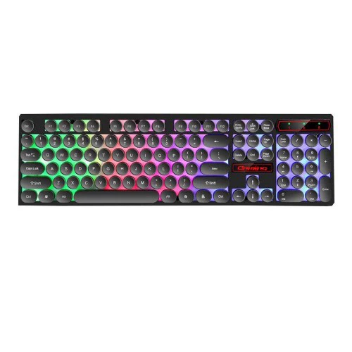M300 Retro Punk USB Wired Backlit Gaming Desktop Keyboard,104 Key Round Keycap for PC and Mac - Rainbow Backlight Version - Image 3