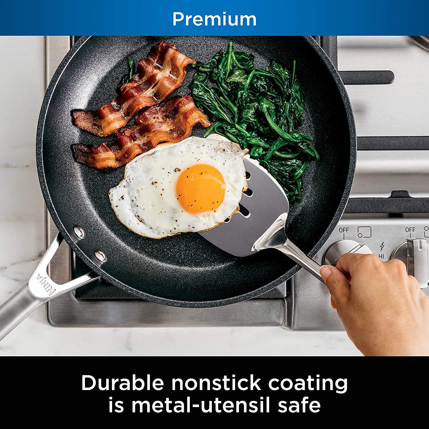 Ninja C39600 Foodi NeverStick Premium Hard-Anodized 13-Piece Cookware Set, Guaranteed to Never Stick, Nonstick, Durable, Oven Safe to 500??F, Grey - Image 3