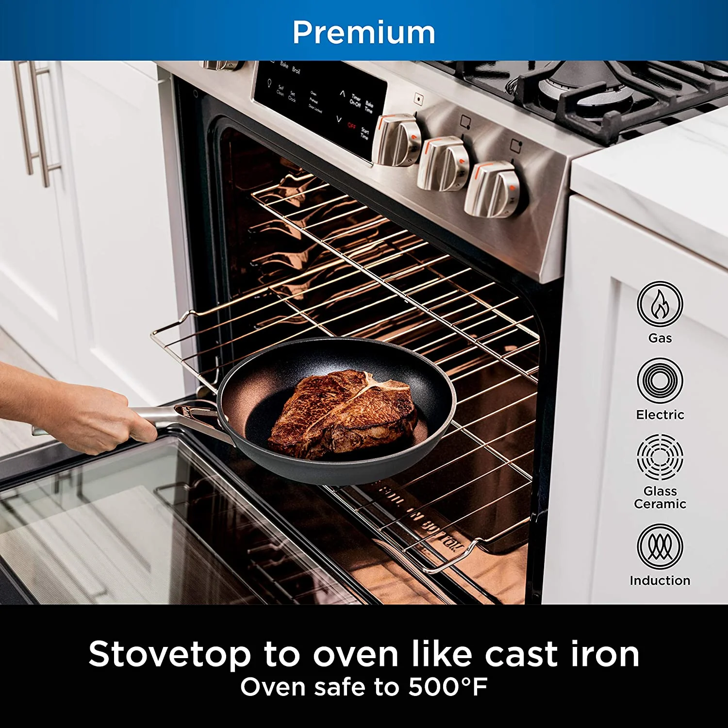 Ninja C39600 Foodi NeverStick Premium Hard-Anodized 13-Piece Cookware Set, Guaranteed to Never Stick, Nonstick, Durable, Oven Safe to 500??F, Grey - Image 4