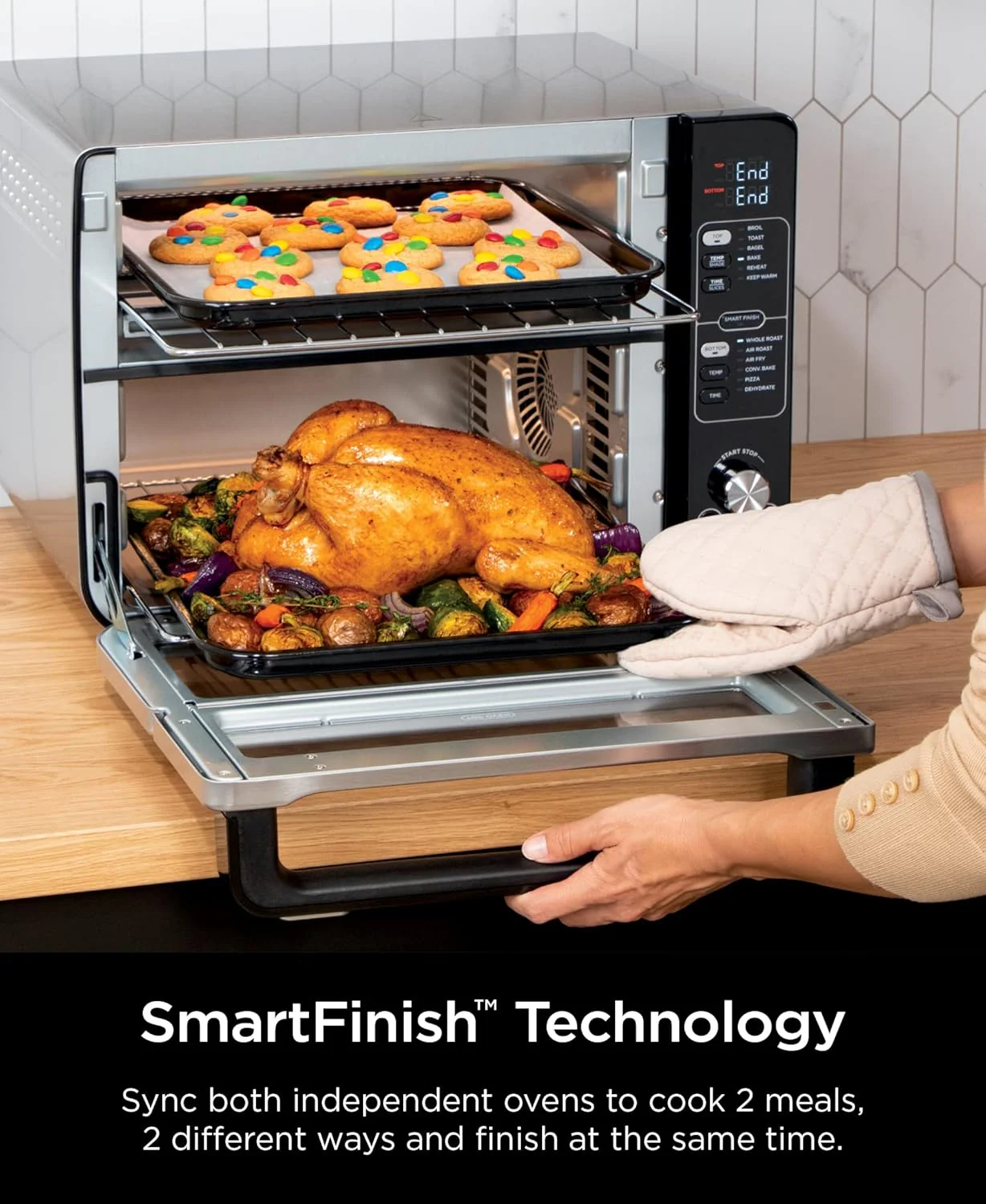 Ninja DCT401 12-in-1 Double Oven with FlexDoor, FlavorSeal & Smart Finish, Rapid Top Convection and Air Fry Bottom , Bake, Roast, Toast, Air Fry, Pizza and More, Stainless Steel - Image 4
