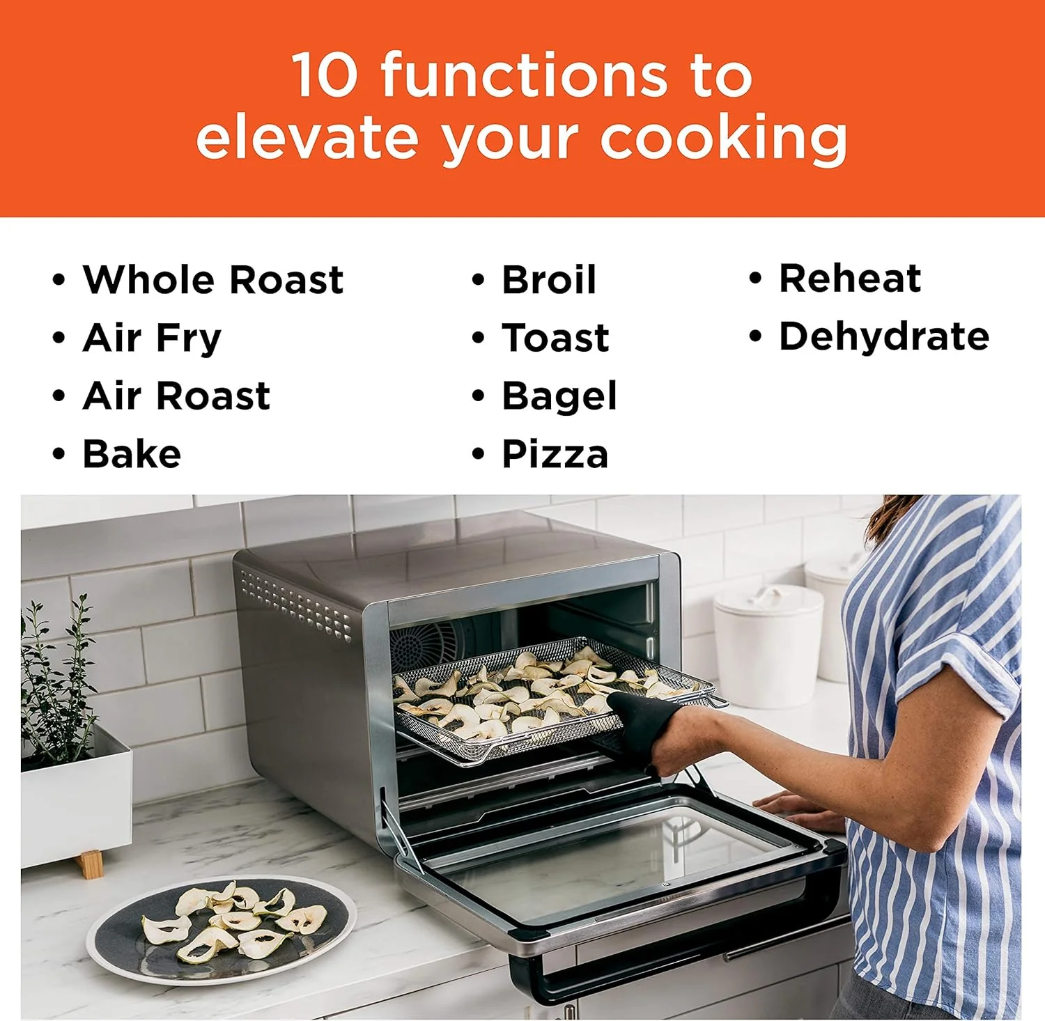 NINJA DT201 Foodi 10-in-1 XL Pro Air Fry Digital Countertop Convection Toaster Oven with Dehydrate and Reheat, 1800 Watts, Stainless Steel Finish - Image 3