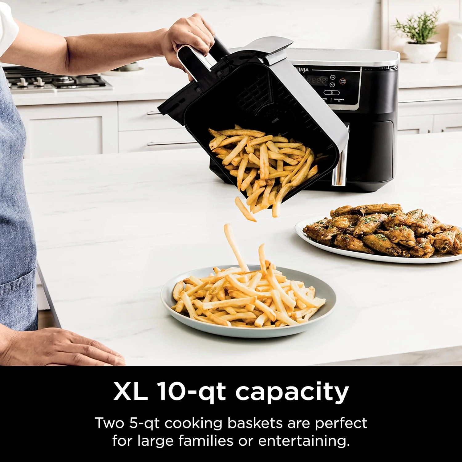 Ninja DZ550 Foodi 10 Quart 6-in-1 DualZone Smart XL Air Fryer with 2 Independent Baskets, Smart Cook Thermometer for Perfect Doneness, Match Cook & Smart Finish to Roast, Dehydrate & More - Image 4