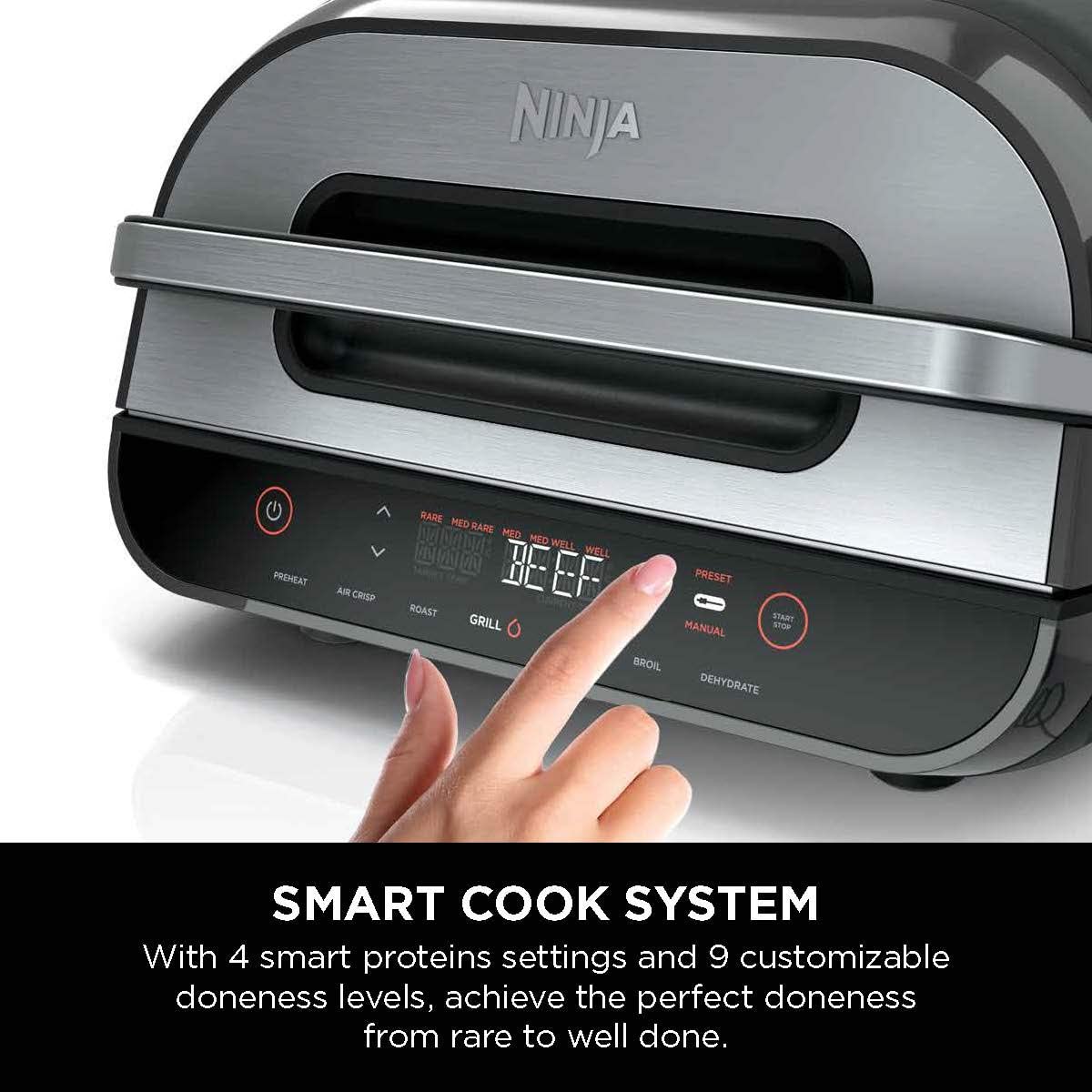 Ninja FG551 Foodi Smart XL 6-in-1 Indoor Grill with Air Fry, Roast, Bake, Broil & Dehydrate, Smart Thermometer (FG551) - Image 3