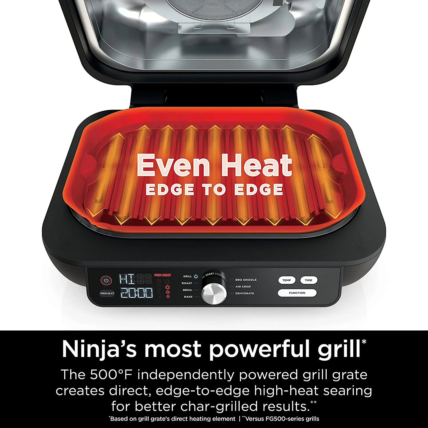 Ninja IG601 Foodi XL 7-in-1 Indoor Grill Combo, use Opened or Closed, Air Fry, Dehydrate & More, Pro Power Grate, Flat Top Griddle, Crisper, Black, 4 Quarts (IG601) - Image 3