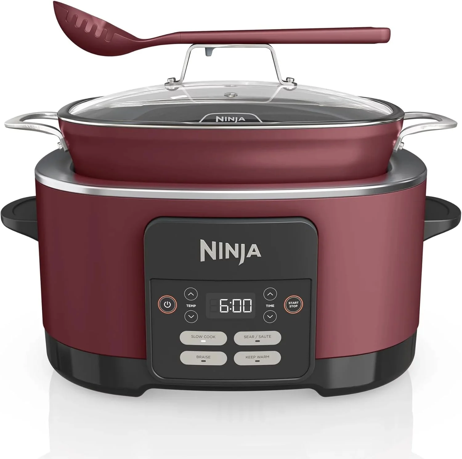 Ninja MC1000 Foodi PossibleCooker 8.5 Quart Multi-Cooker, with 4-in-1 Slow Cooker, Dutch Oven & More, Glass Lid & Integrated Spoon, Nonstick, Oven Safe Pot to 500°F