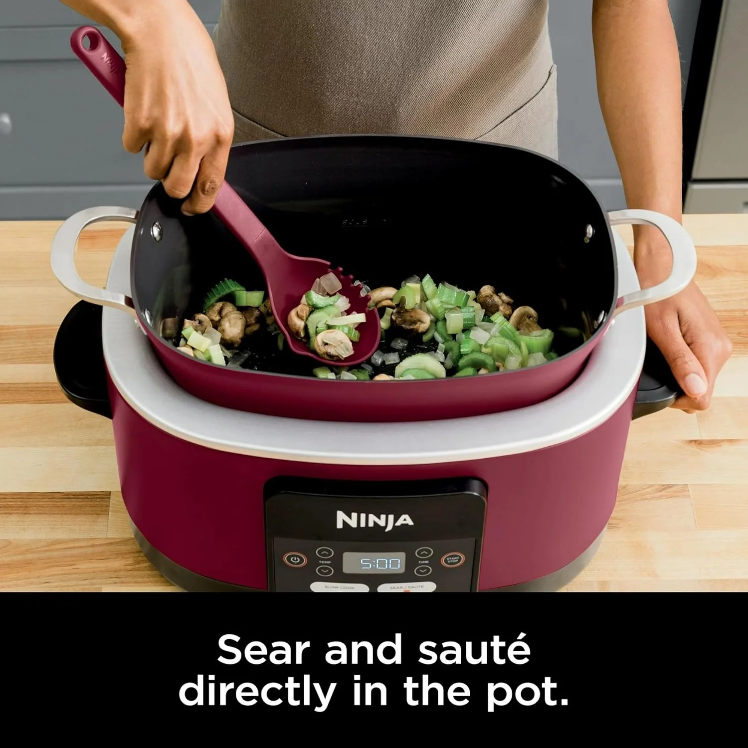 Ninja MC1000 Foodi PossibleCooker 8.5 Quart Multi-Cooker, with 4-in-1 Slow Cooker, Dutch Oven & More, Glass Lid & Integrated Spoon, Nonstick, Oven Safe Pot to 500°F - Image 3