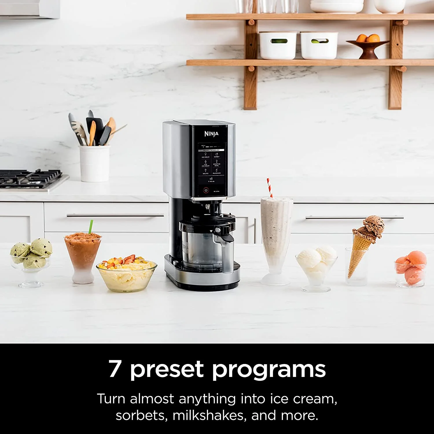 Ninja NC301 CREAMi Ice Cream Maker, for Gelato, Mix-ins, Milkshakes, Sorbet, Smoothie Bowls & More, 7 One-Touch Programs, with (2) Pint Containers & Lids, Compact Size, Perfect for Kids, (NC301) - Image 3