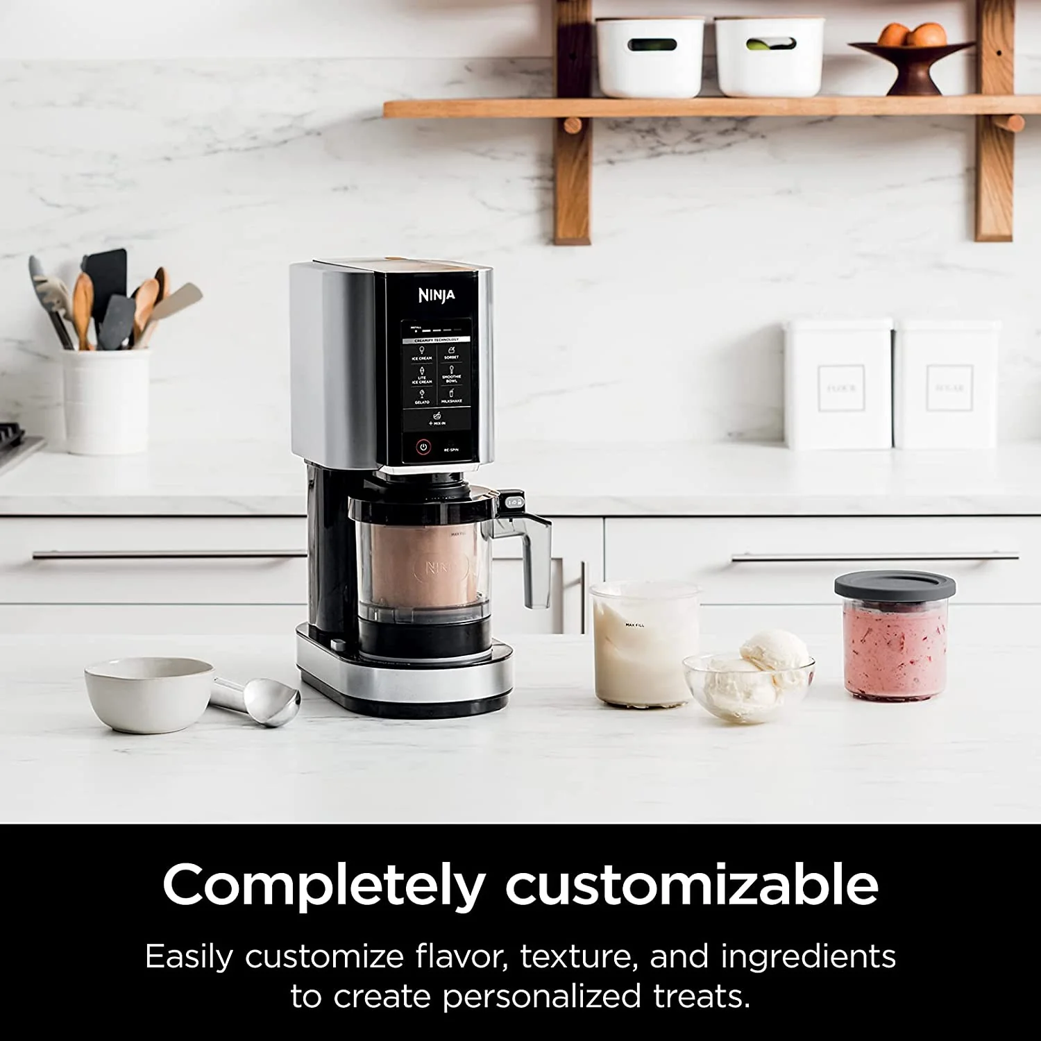Ninja NC301 CREAMi Ice Cream Maker, for Gelato, Mix-ins, Milkshakes, Sorbet, Smoothie Bowls & More, 7 One-Touch Programs, with (2) Pint Containers & Lids, Compact Size, Perfect for Kids, (NC301) - Image 5