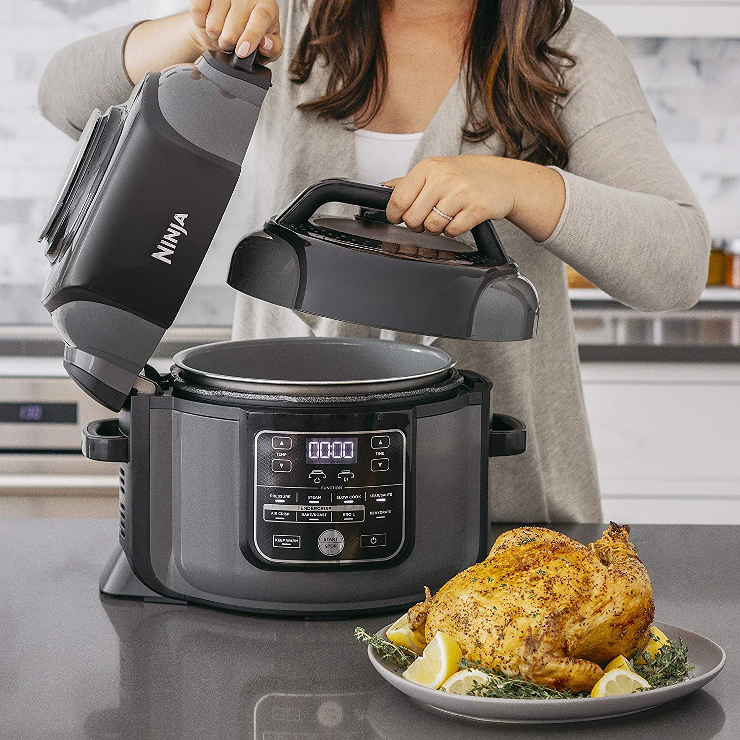 Ninjia Foodi Cooker, Pressure Cooker, Air Fryer All-in-One 6.5 qt Black/Gray (OP302) - Image 4