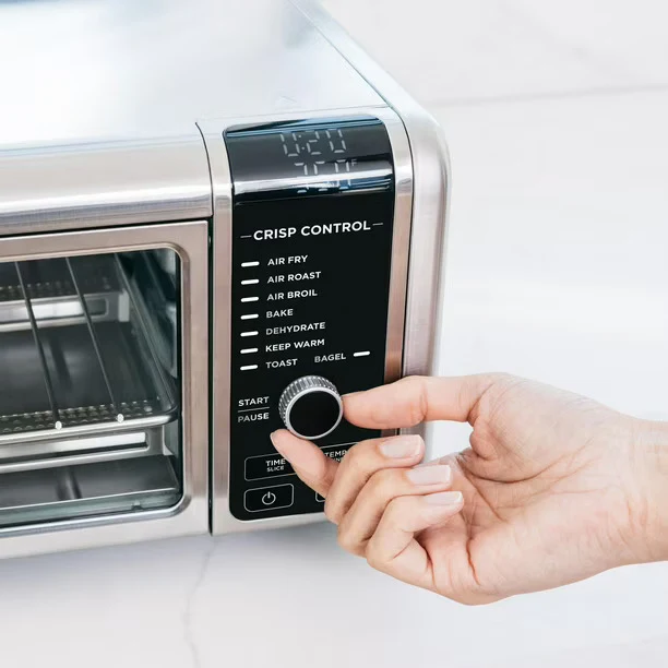 Ninja SP100 Digital Air Fry Countertop Oven with 6-in-1 Functionality, Flip Up & Away Capability for Storage Space, with Air Fry Basket, Wire Rack & Crumb Tray, Silver - Image 3