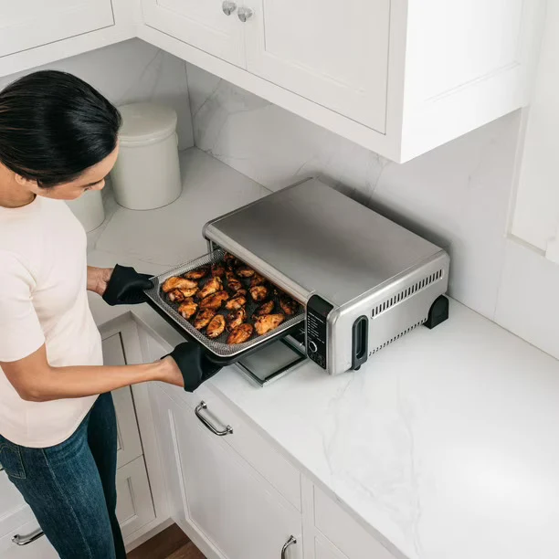 Ninja SP100 Digital Air Fry Countertop Oven with 6-in-1 Functionality, Flip Up & Away Capability for Storage Space, with Air Fry Basket, Wire Rack & Crumb Tray, Silver - Image 6