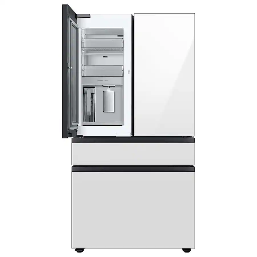 Samsung - BESPOKE 23 cu. ft. 4-Door French Door Counter Depth Smart Refrigerator with Beverage Center (RF23BB860012) - White Glass - Image 4