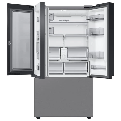 Samsung BESPOKE 36" 23.9 Cu. Ft. 3-Door French Door Refrigerator with Water Dispenser (RF24BB6600QL) - Stainless - Image 3