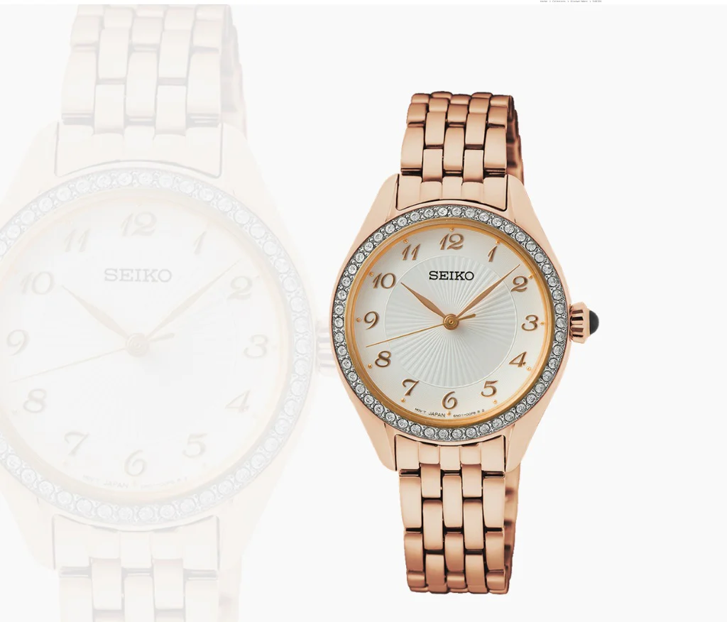 Seiko with Swarovski® Crystals Quartz White Dial Ladies Watch SUR396 - Image 2