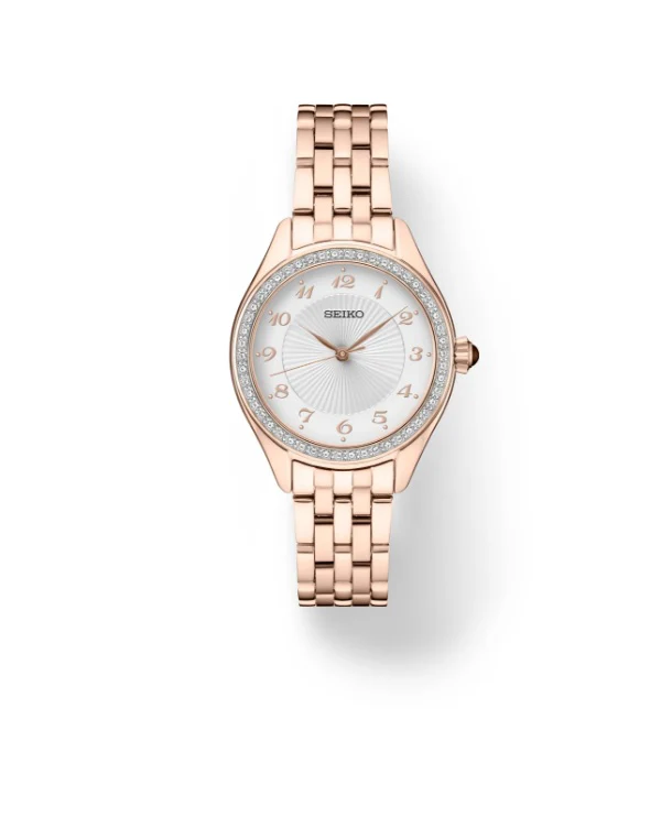 Seiko with Swarovski® Crystals Quartz White Dial Ladies Watch SUR396 - Image 3